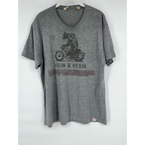 Iron and Resin Other - Iron & Resin Moto Bear Tee Riding Motorcycle Grey Short Sleeve Men's Size Medium